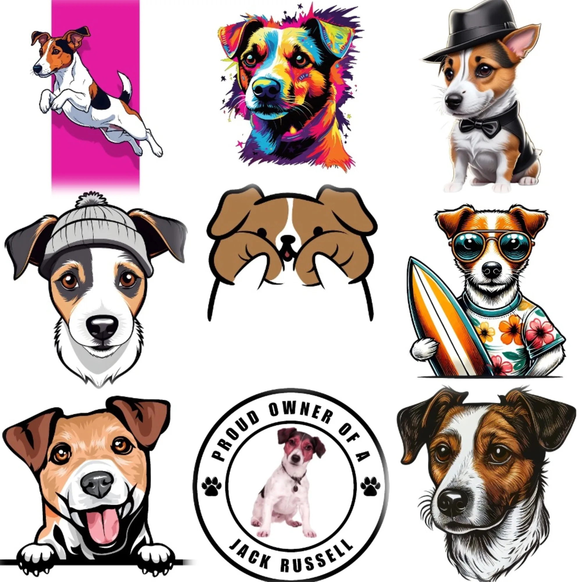 

Jack Russell Terrier Dog Cute Pet Sticker Helmet Car Bicycle Van Wall Decal Accessories Customizable Size