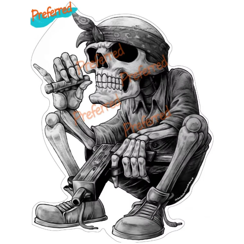 Sticker Cool Eagle Bird Vulture Skull Cigar, hip hop sticker, rap music, skeleton, skull, rapper, cool bandana cigar approx