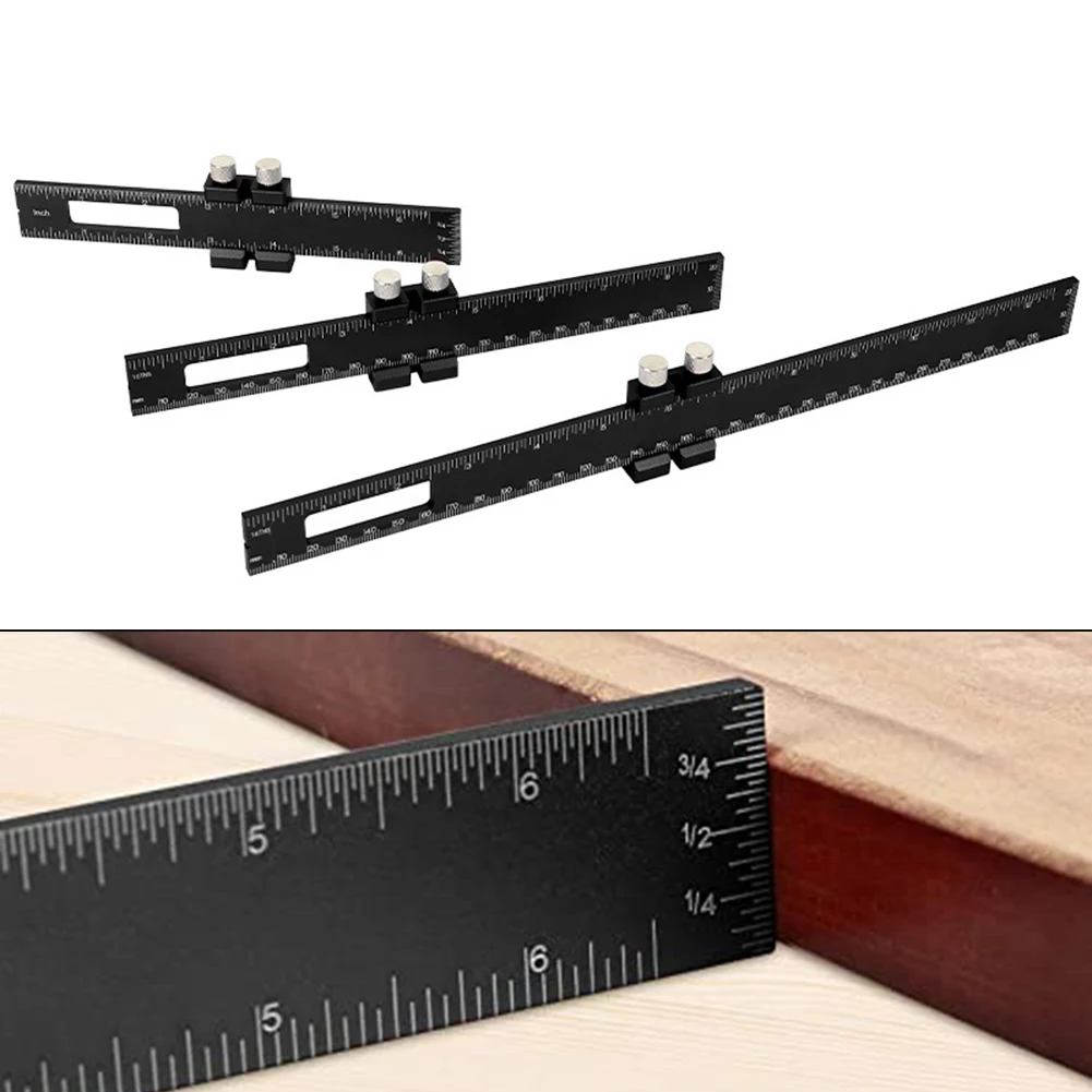 Woodworking T-Type Ruler Scribing Ruler Aluminum Alloy Scribing Ruler T-Track Metal Slide Stops Measuring Tool Marking Ruler