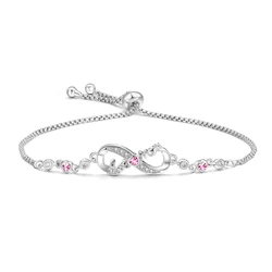 Top Quality Authentic 925 Sterling Silver Endless Love Infinity Chain Link Adjustable Women Bracelet Luxury Silver Jewelry