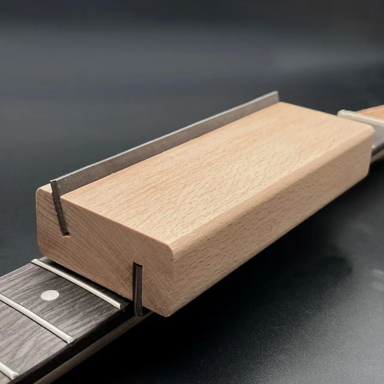 2-in-1 Guitar Fret Beveling File – Solid Wood Handle, Fine Fret File Tool for Acoustic/Electric Guitar, Luthier Maintenance Tool