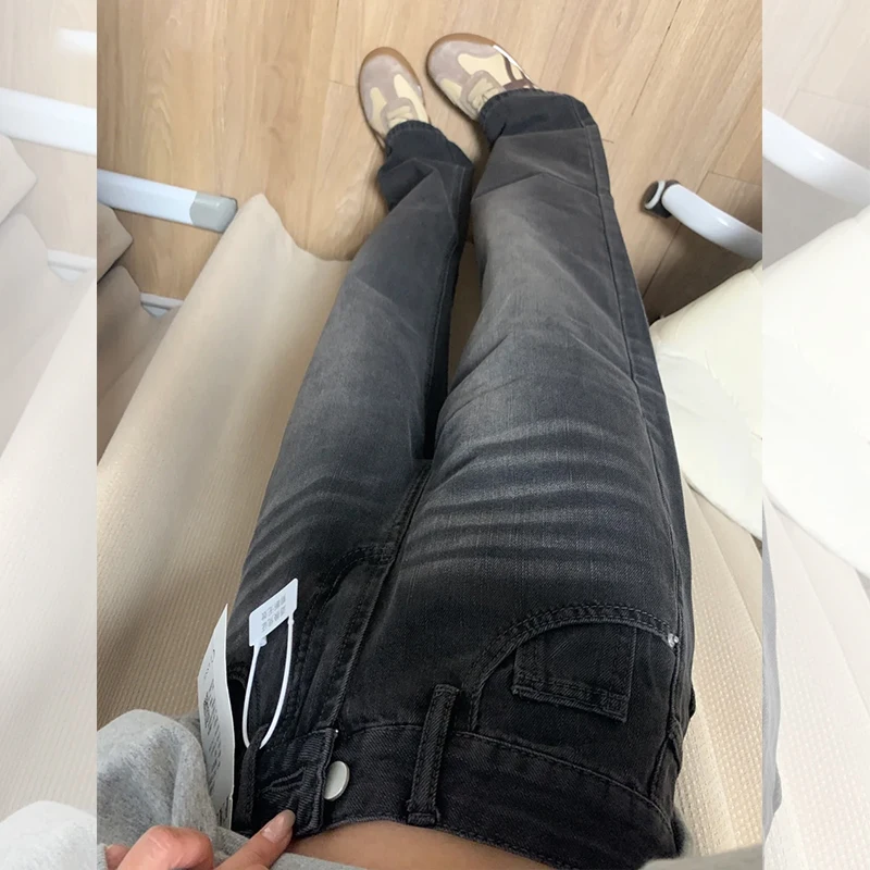 Plus Size High Waist Fce Gefütterte Thi Wide Leg Jeans Damen Winter Warm Straight Cut Bodenlange Hose Vintage Sle