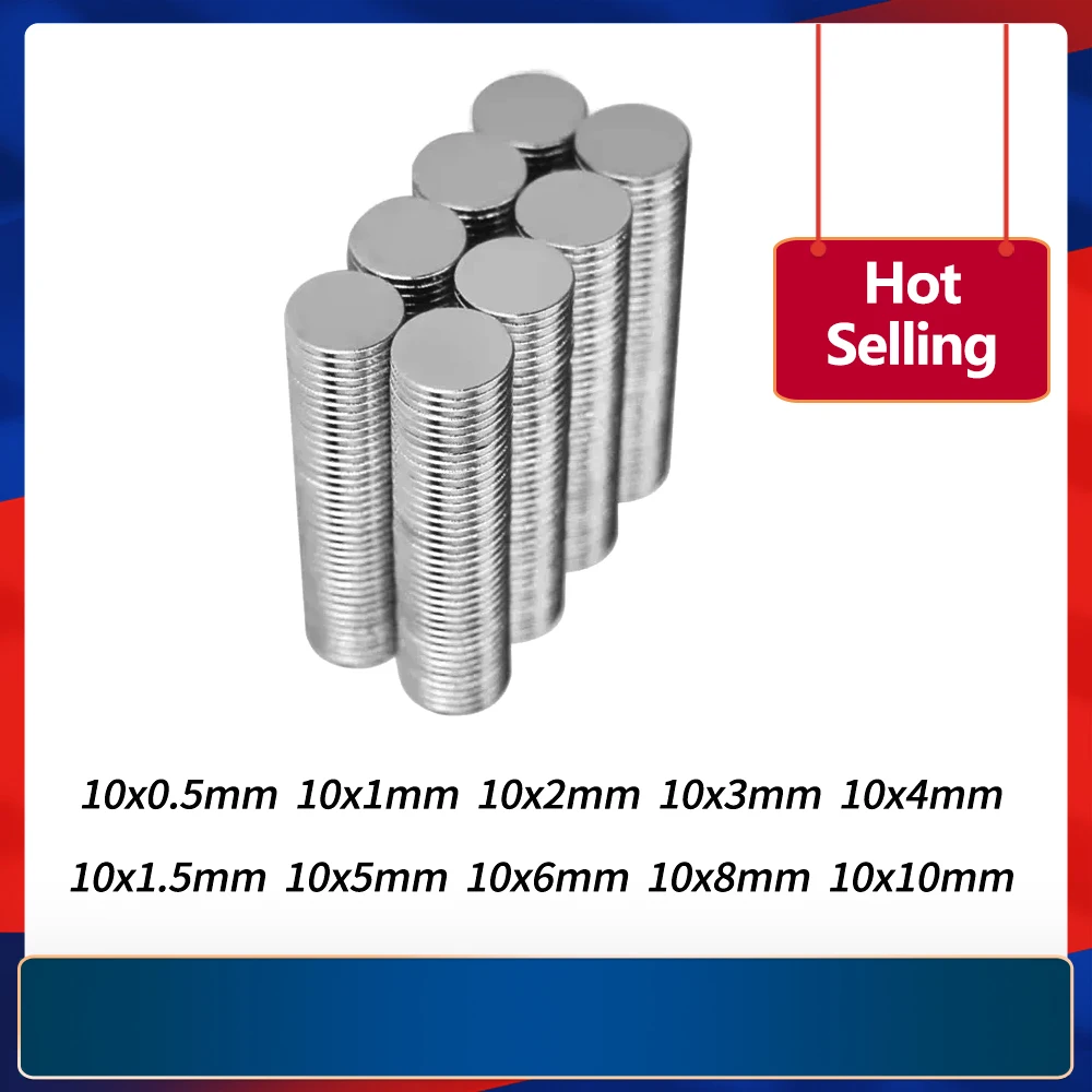 Powerful Magnets Strong Disc Magnets for Fridge, DIY, Building, Scientific, Craft 10x1 10x3 10*0.5 10*5 10*4 10x6 10x8 10*10