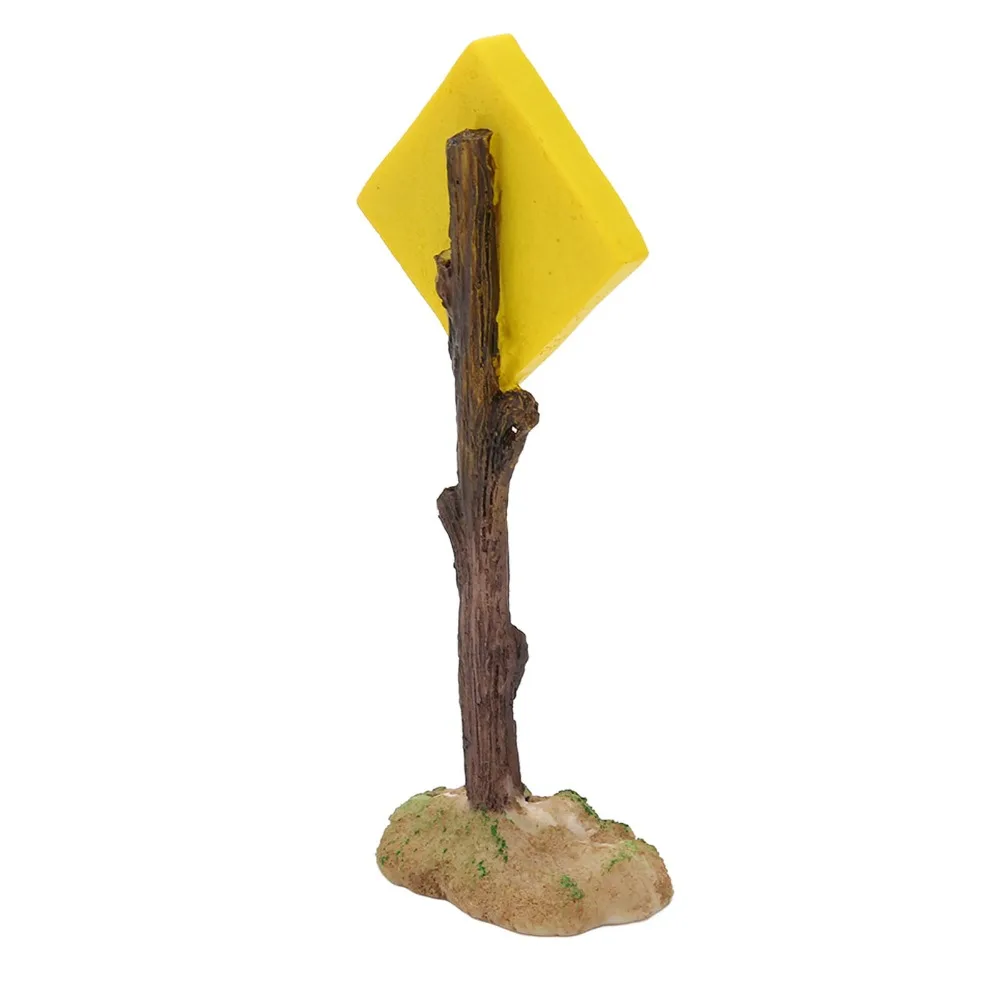 Resin Shark Warning Board Ornament Realistic Weighted Base Fish Tank Ornaments Caution Theme Yellow Warning Sign Ornament