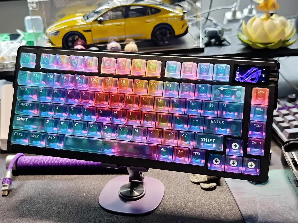 Candy-colored matte gradient transparent keycaps for PC 119 keys, customizable for Cherry 60/84/98/108 mechanical keyboards