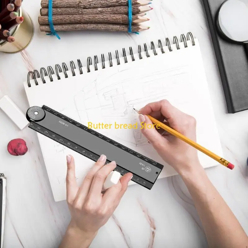 W89C 2Pcs Multifunctional Plastic Folding Ruler For Students Architects Drafting