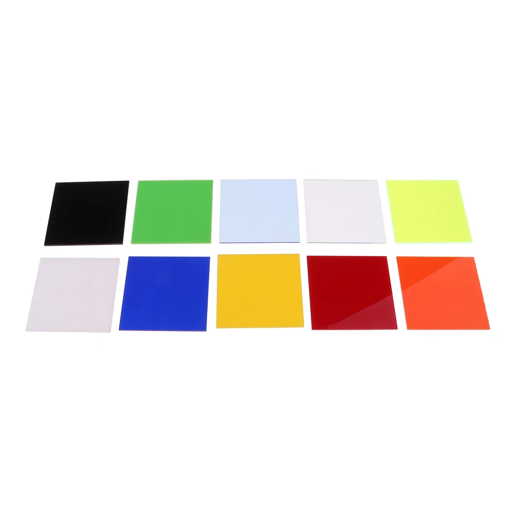 10 Pieces 8x8cm Multi-color Acrylic Boards Perspex Sheets Scene Models Art Crafts