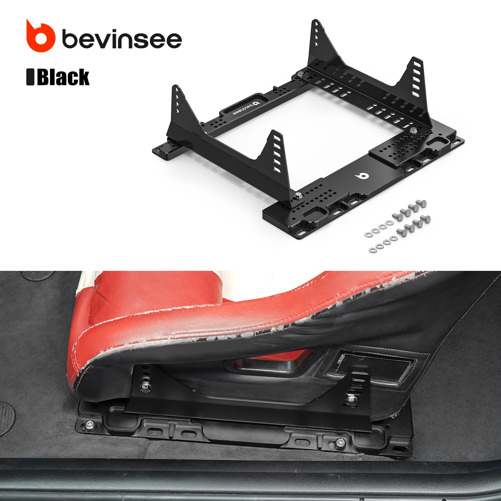 

BEVINSEE Adjustable Racing Seat Side Mount Brackets & Seat Floor Mount Adapters for BMW E36 E46, Fits for Driver/Passenger Side