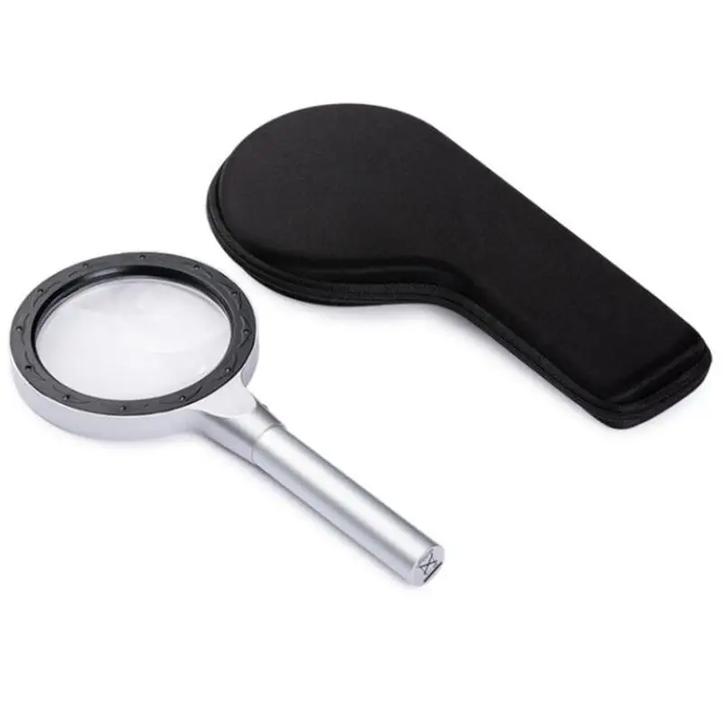 Magnifying Glass with Light, 12 LEDs Illuminated Magnifier with 10X 20X Magnification, Metal Handle Handheld Magnifying Glass