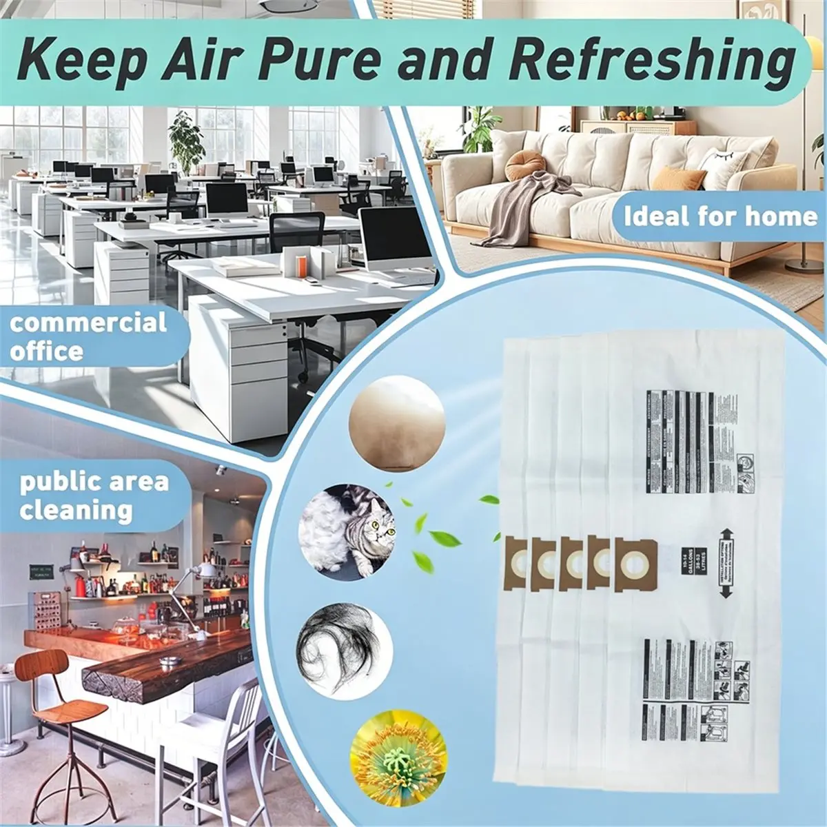 11·11COUPON 5PCS 10-14 Gallon Vacuum Dust Bags for Replacement Collector Filter Bag Large Capacity Parts