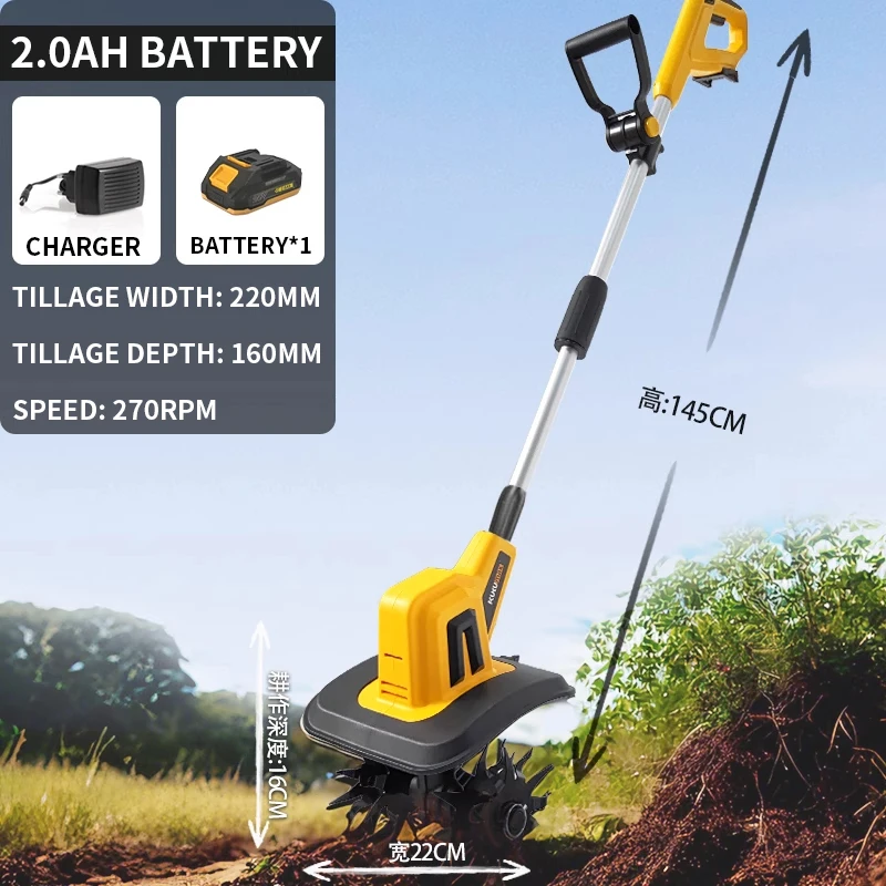 

Handheld lithium battery micro tiller, tiller, agricultural tiller, small household electric hoe, rotary tiller, tilling machine