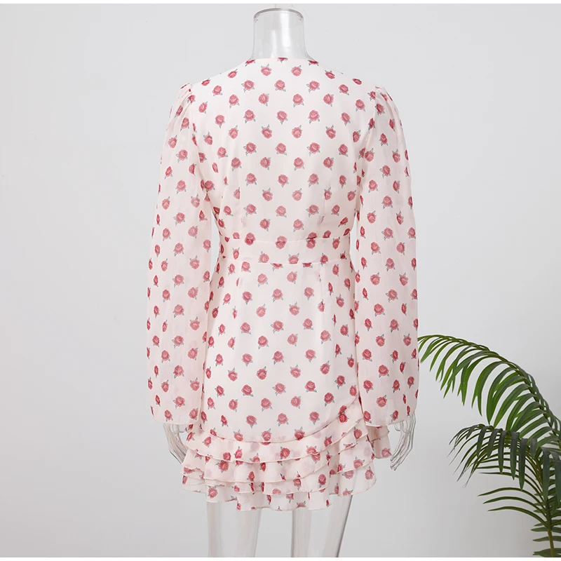 Lady Flare Puff Sleeve V Neck Mini Dress Women Floral Print Sexy Ruched Hem Bodycon Chic Dresses 2026 Party Summer Gowns Petite S2abe790845cd400fb633bd1e90b20125j