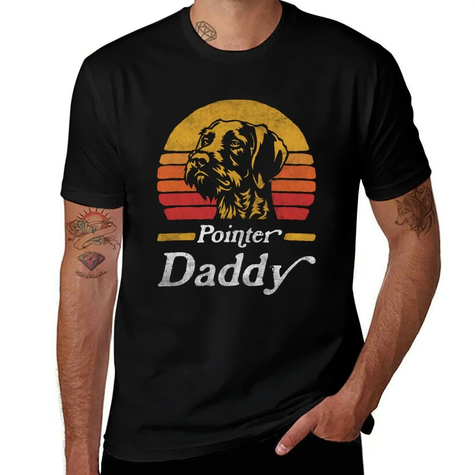 Retro Vintage German Wirehaired Pointer Daddy T-Shirt Durable Work Wear T-Shirt