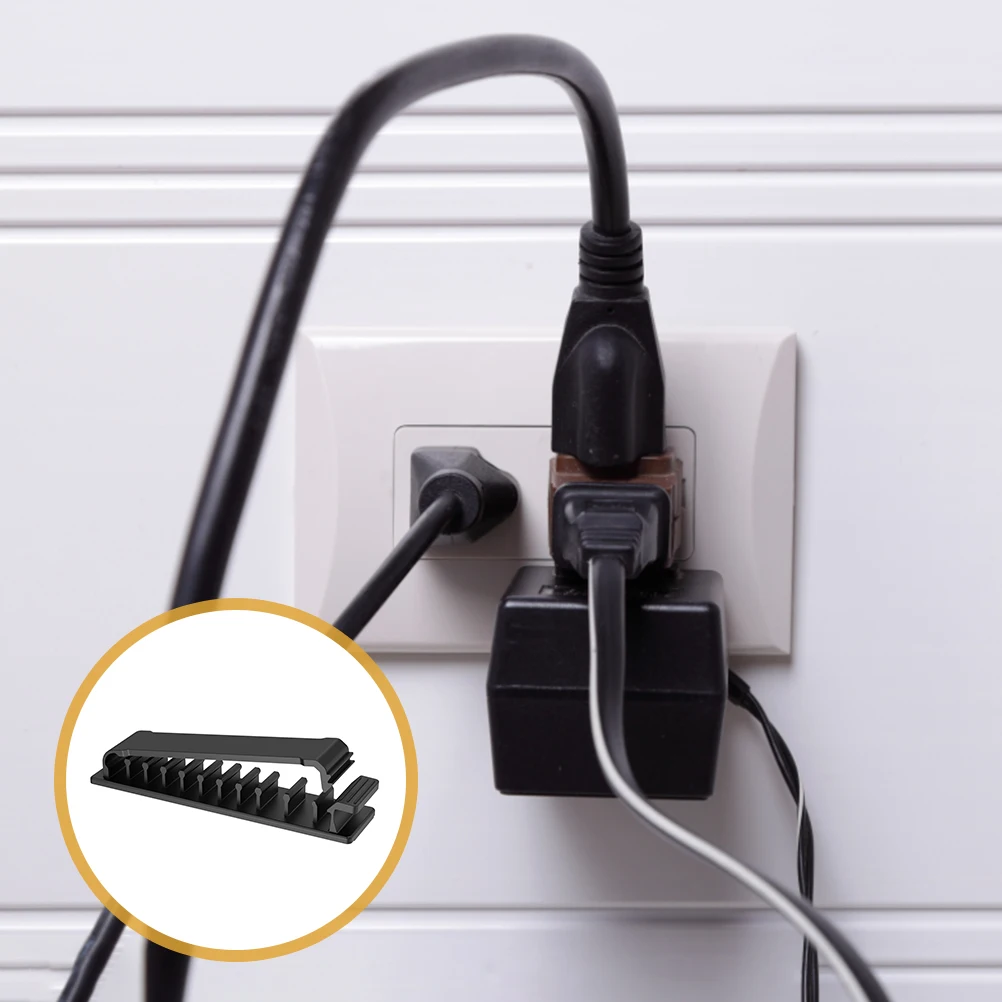 

4 Pcs Wire Holder Self Adhesive Cable Organizer Desktop Management Clips Black Cord Keeper for USB Computer Cables Two Level