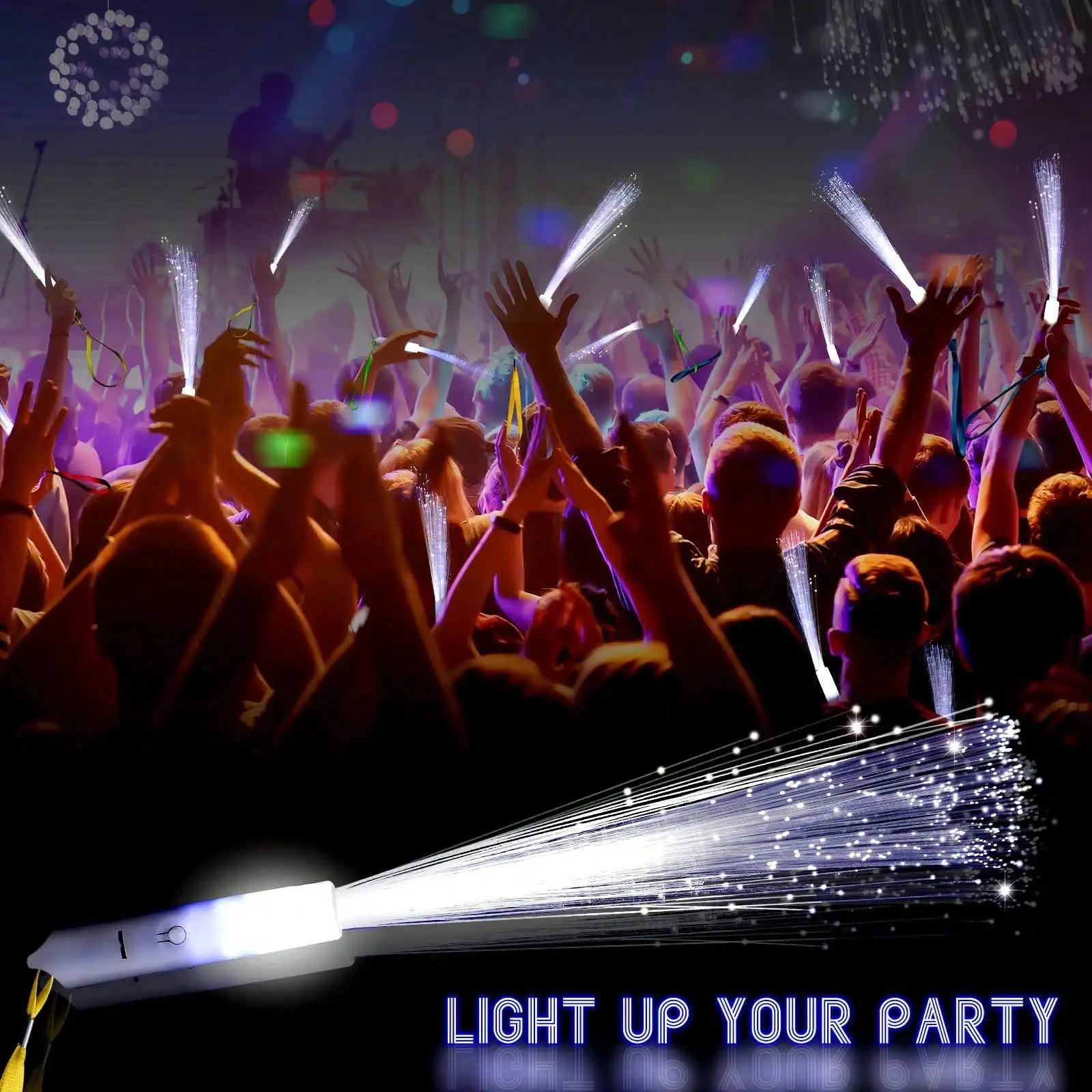 60pcs Fiber Optic Glow Sticks LED Glow Sticks Bulk Flash Sticks With Batteries For Birthday Wedding Carnival Concert Party Gifts Christmas Creating Atmosphere Decoration