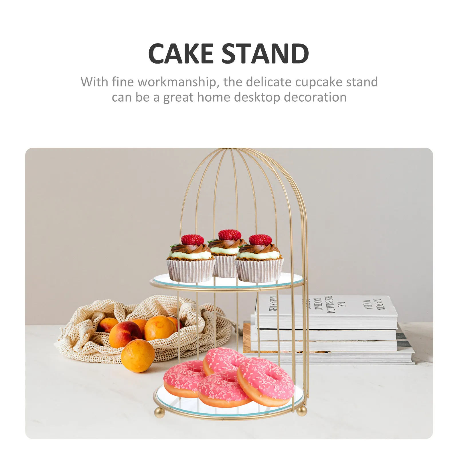 Stylish Birdcage Inspired Cake Stand Gold Tone Multi Use Dessert Display Rack for Wedding Party Home Decor Cupcake Muffin Holder