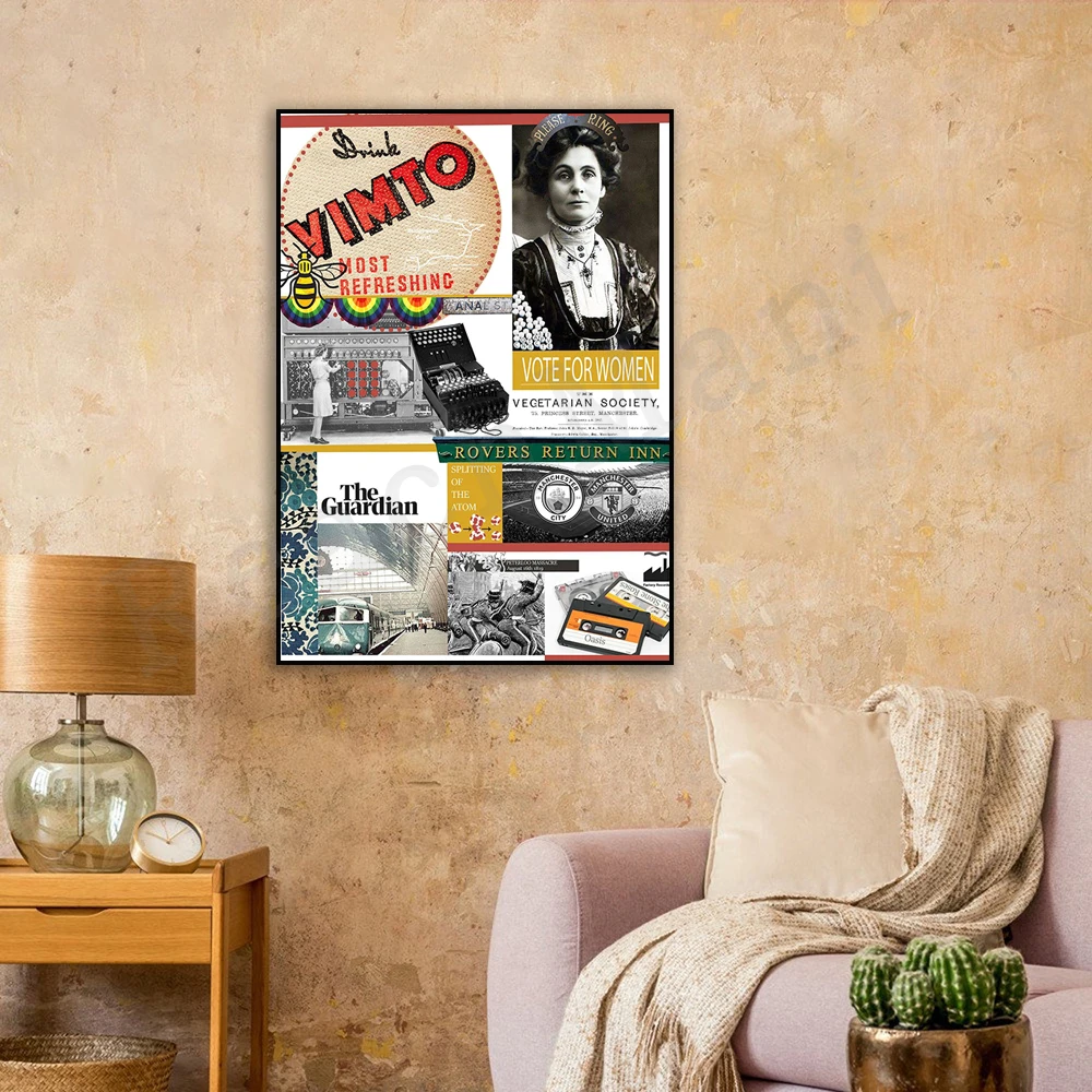 

Manchester - What is Manchester famous for wall art poster / Greater Manchester / Lancashire, Cheshire, West Riding / Yorkshire