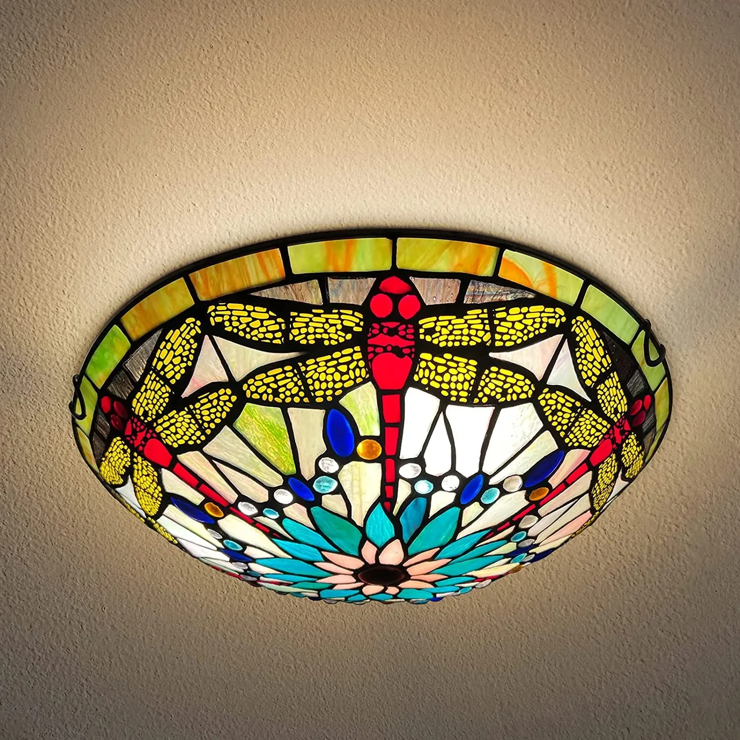 Colored glass 16 inch embedded ceiling light, suitable for bedrooms, dining rooms, and living rooms YX817TB