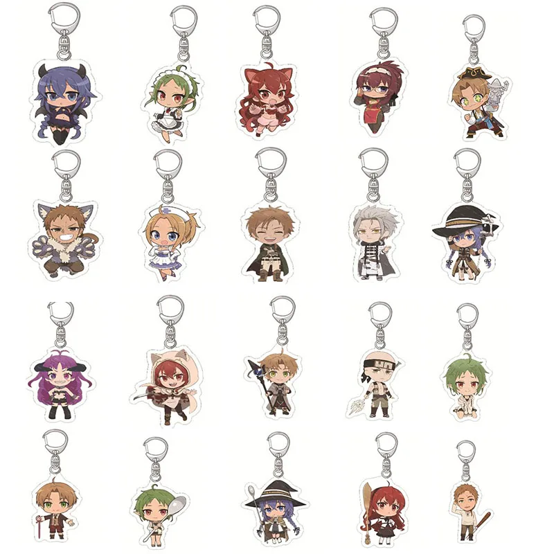 20pcs/lot Wholesale Anime Keychain Cartoon Figures Arcylic Chaveio Pendant Accessories For Women Men Jewelry Cosplay Props