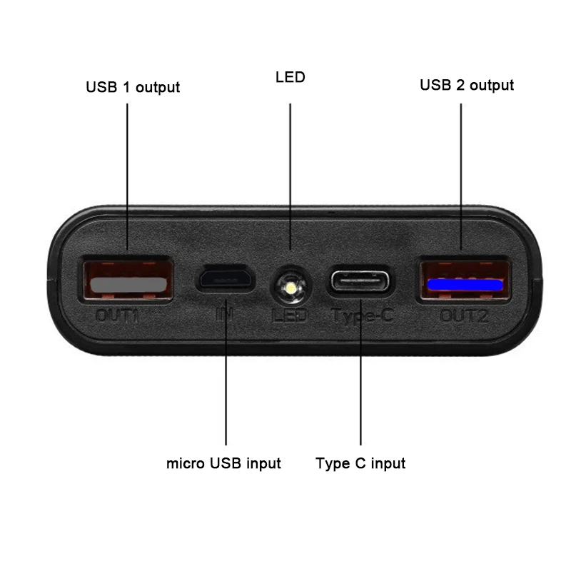 5v 18 watts 18650 power bank charger module DIY kit 2 port USB fast charging module board digital display with shell