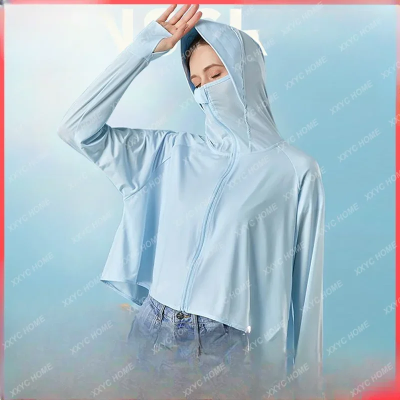 Sun Protection Clothing Women's Summer UV Protection Thin Outdoor Breathable Sun Protection Blouse Ice Silk Clothes CoatCardigan