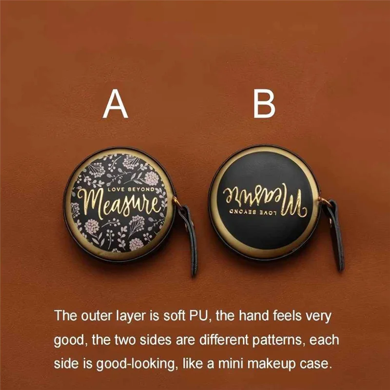 

ABVG-Vintage Style 5 Foot Portable Telescopic Tape Measure - Faux Leather Mini With Floral Design, Great For Sewing