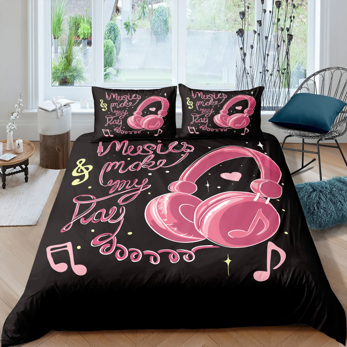 Home Living Luxury 3D Earphone Bedding Set Kids Duvet Cover Pillowcase Music Bedding Set Queen and King EU/US/AU/UK Size