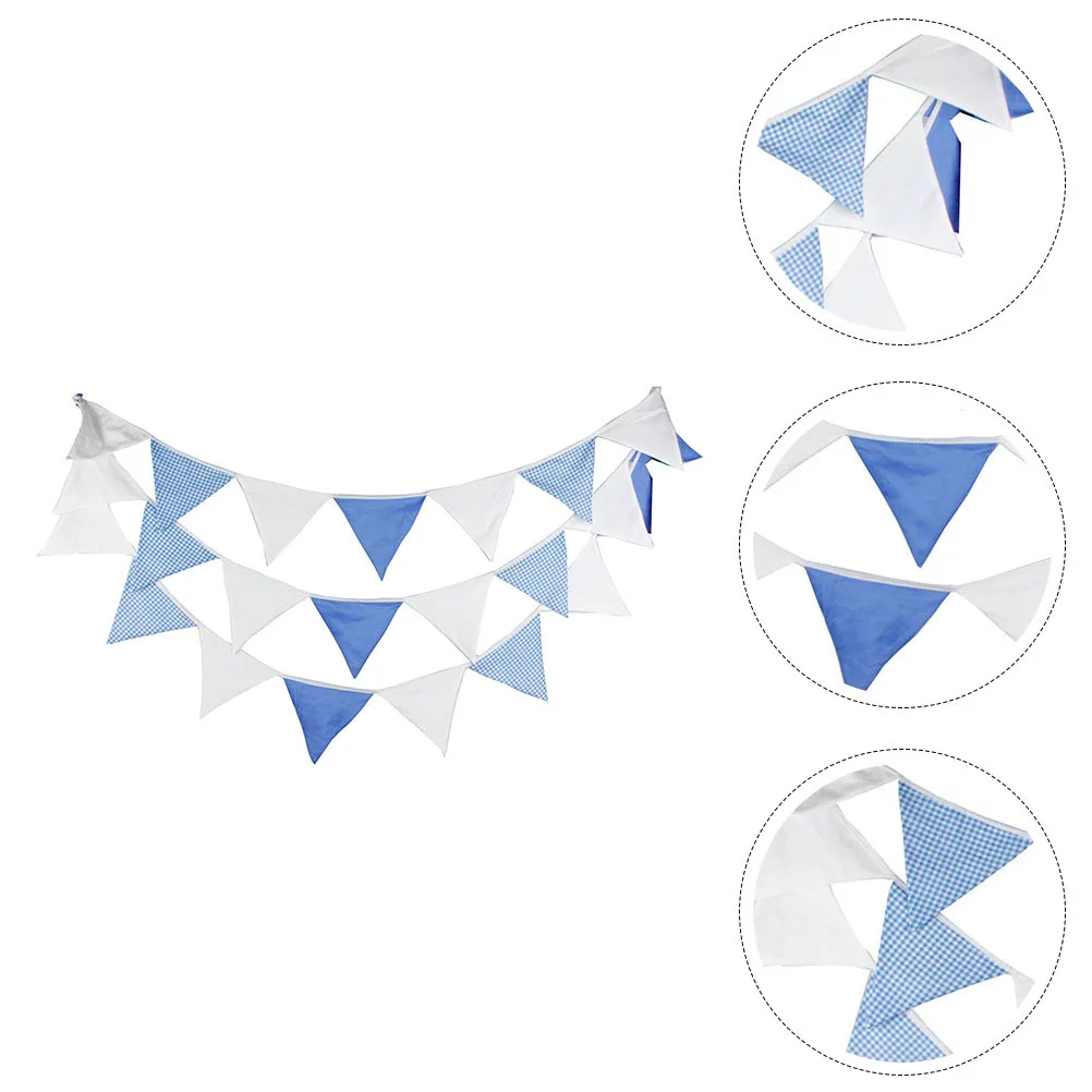 

1Pcs Triangle String Flag Decorative Banner Blue Wedding Birthday Party Festival Background Decoration Pulling Flag Festive