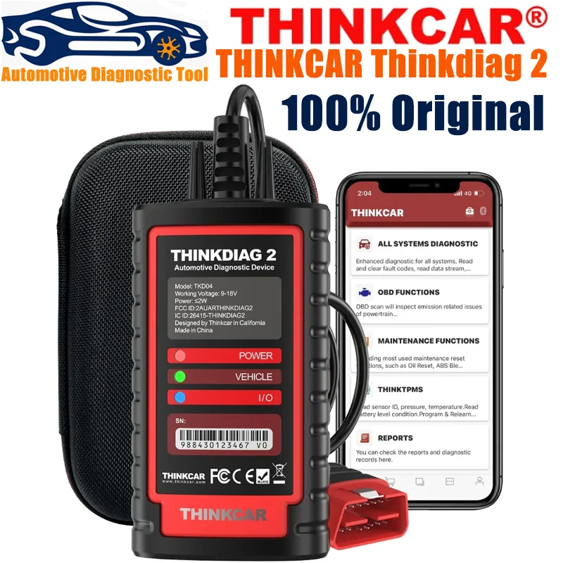 THINKCAR Thinkdiag 2 Thinkdiag2 OBD2 Scanner Bluetooth All System Support CAN FD Protocols Full Car Software 1 Year Free