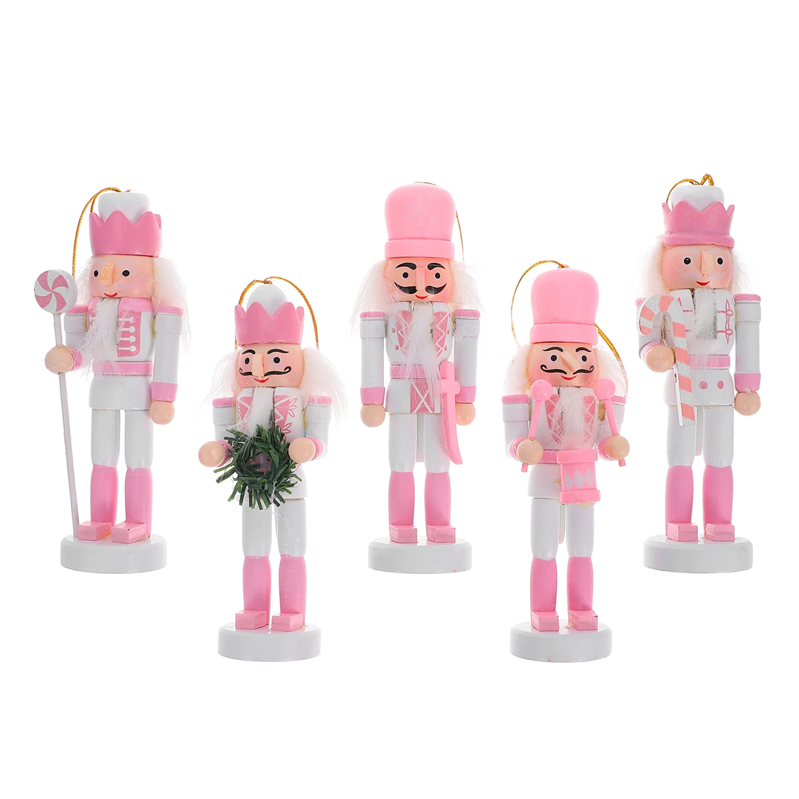 

5 Pcs Nutcracker Working Holiday Nutcrackers Gingerbread Wooden Christmas Xmas Party Supplies Statue Craft