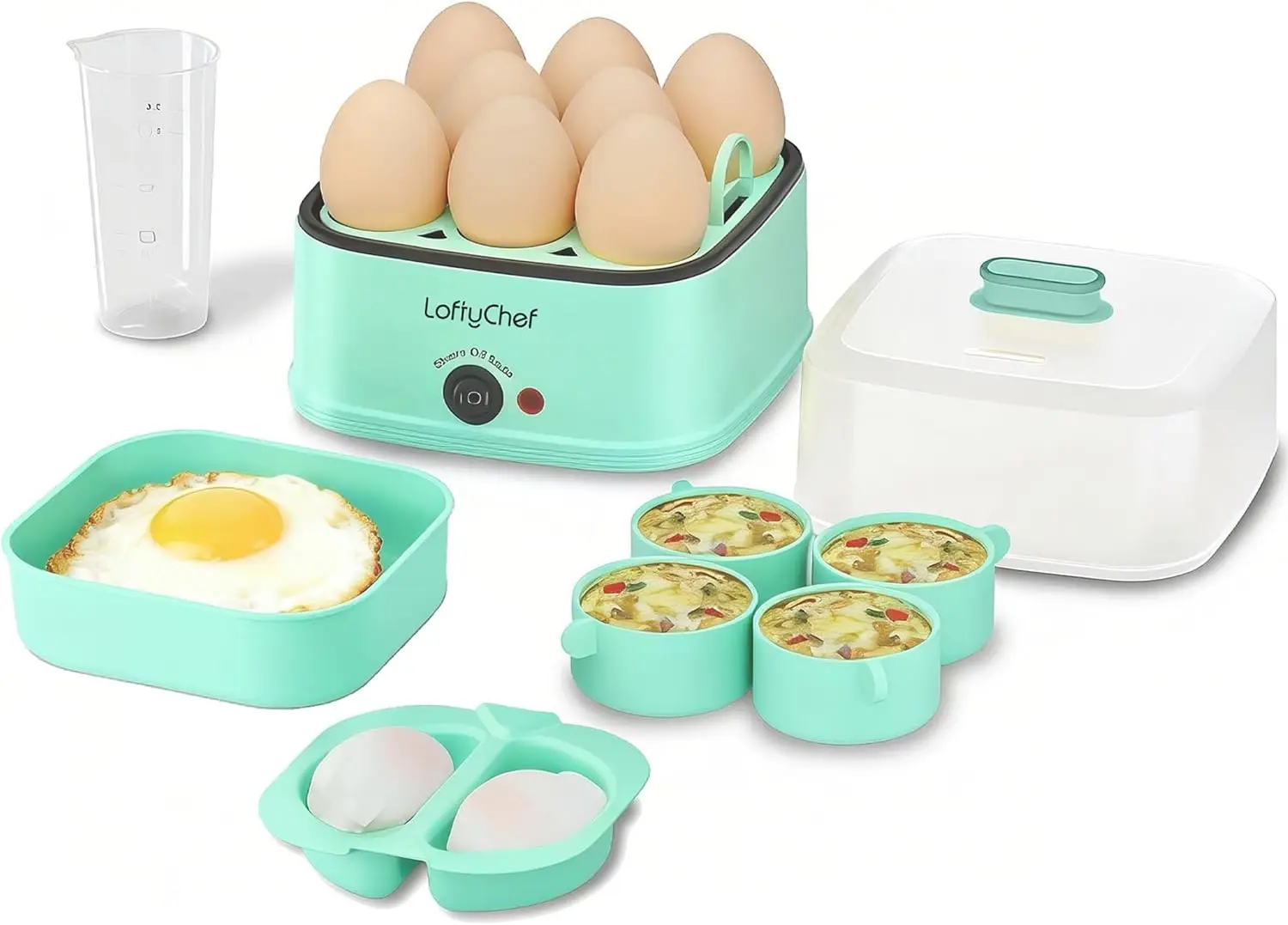 

8-in-1 Electric Egg Cooker: Perfect Eggs Every Time, Auto Shut-Off, Compact & Easy Clean
