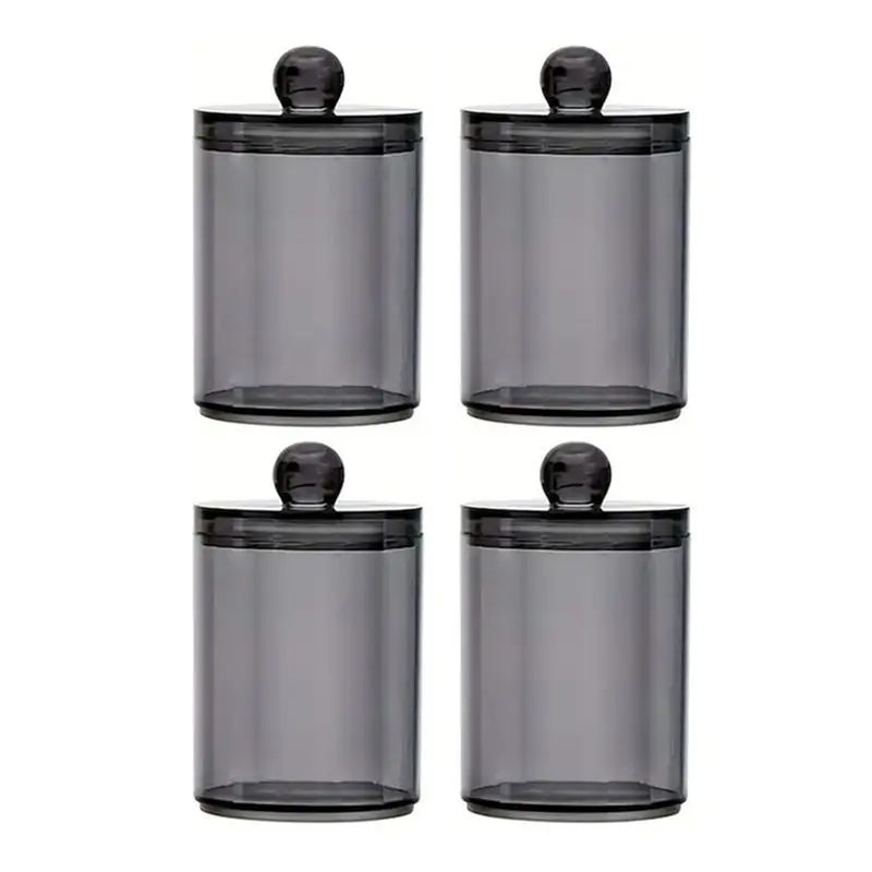 AT63-Holder Dispenser Stackable Jars With Storage Lids For Cotton Swabs Balls Pads Floss Pack Canister