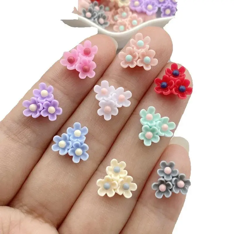 50 Stück gemischte Nagelkunst-Harz-Cartoon-Blumen-Serie, Charms, Strass, DIY-Bastelbedarf für 3D-Nageldekorationen, Schmuck