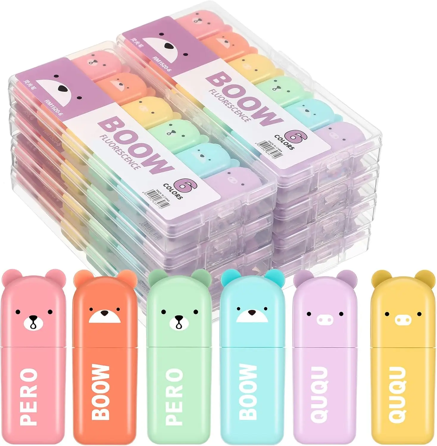 

Набор из 60 милых мини-маркеров-мишек, пастельные цвета, с наконечником-резцом, для детей, студентов, школы и офиса
