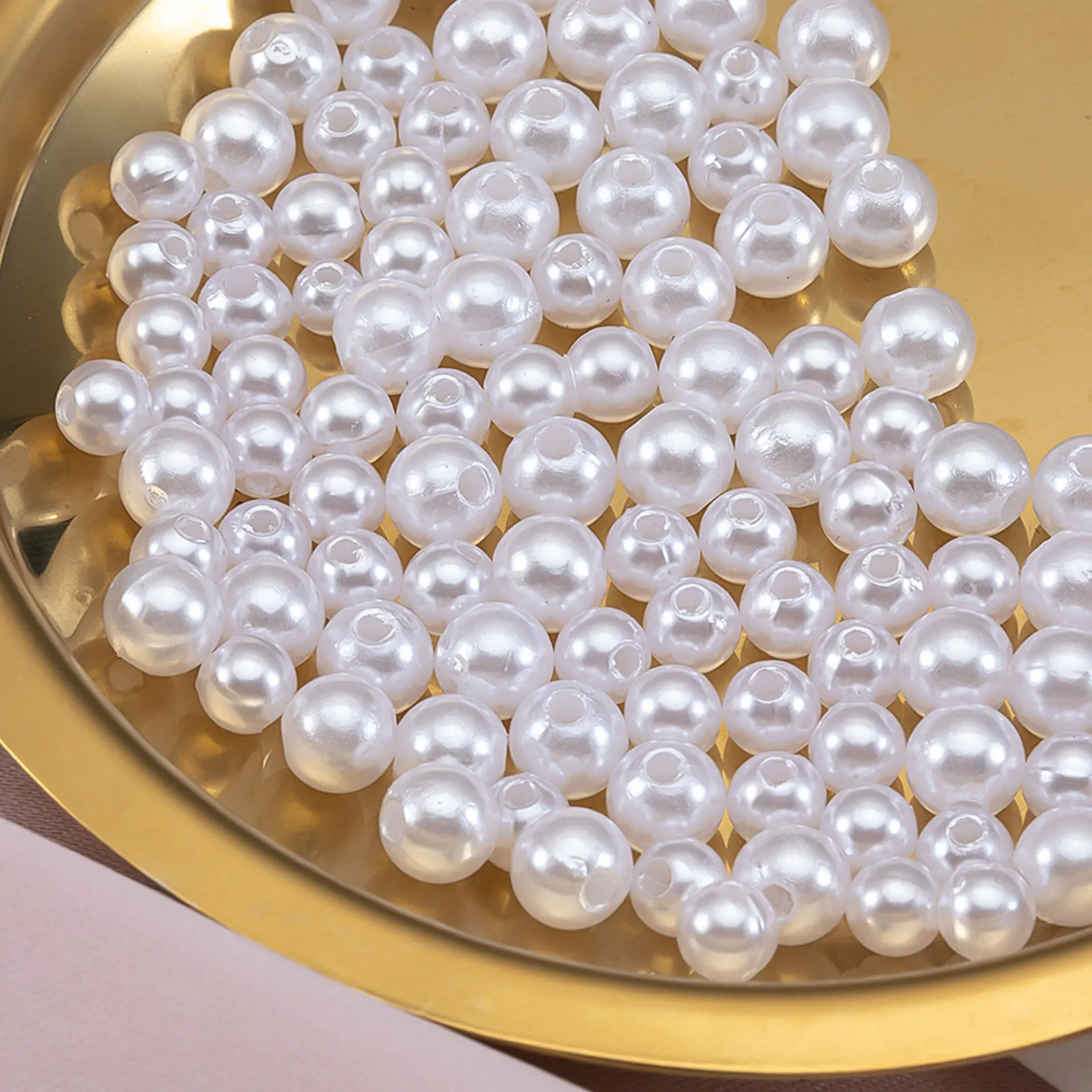 

4/10/12mm White Imitation Pearls With Hole Garment Acrylic Pearl Spacer Loose Beads DIY Jewelry Making Necklace Bracelet Earring