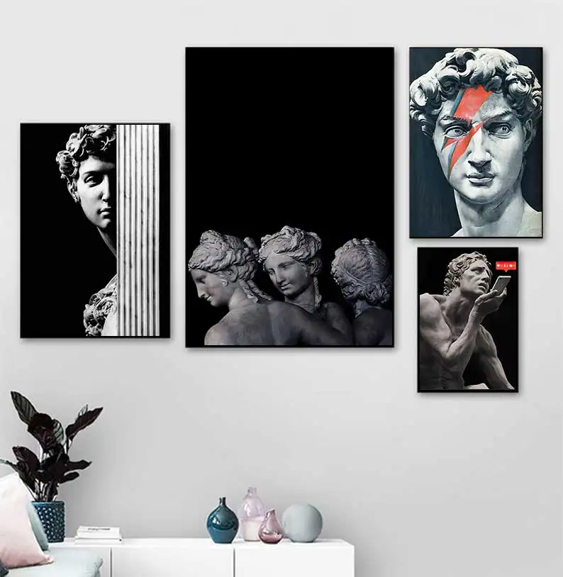 Statue Drinking Wall Art Home Decor Painting  HD Print Modern Posters Canvas Cuadros Modular Frame Picture Gift  decoration
