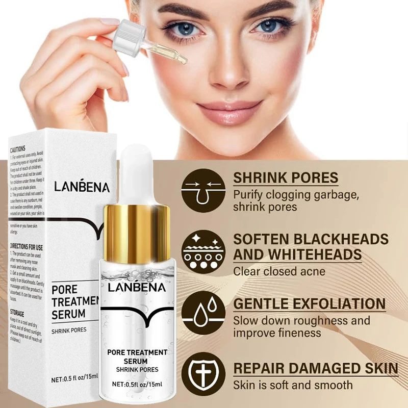 Pore Refining Serum Facial Essence Shrink Pores Moisturizing Anti-aging Oil Control Brighten Skin Tone Tighten Essence Skin Care