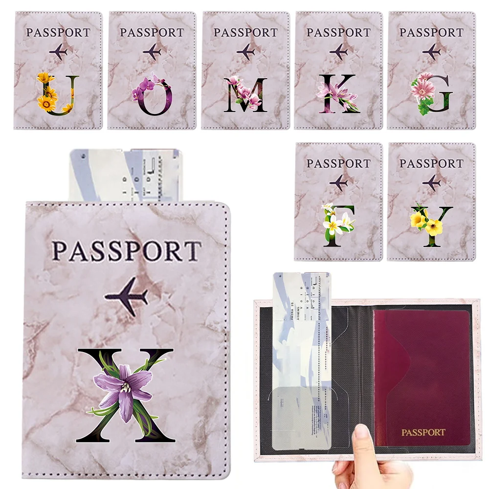 

Flower Color Letter Passport Cover Holder Organizer Protective Card Case ID Document Passport Wallet Travel Credit Card Holder