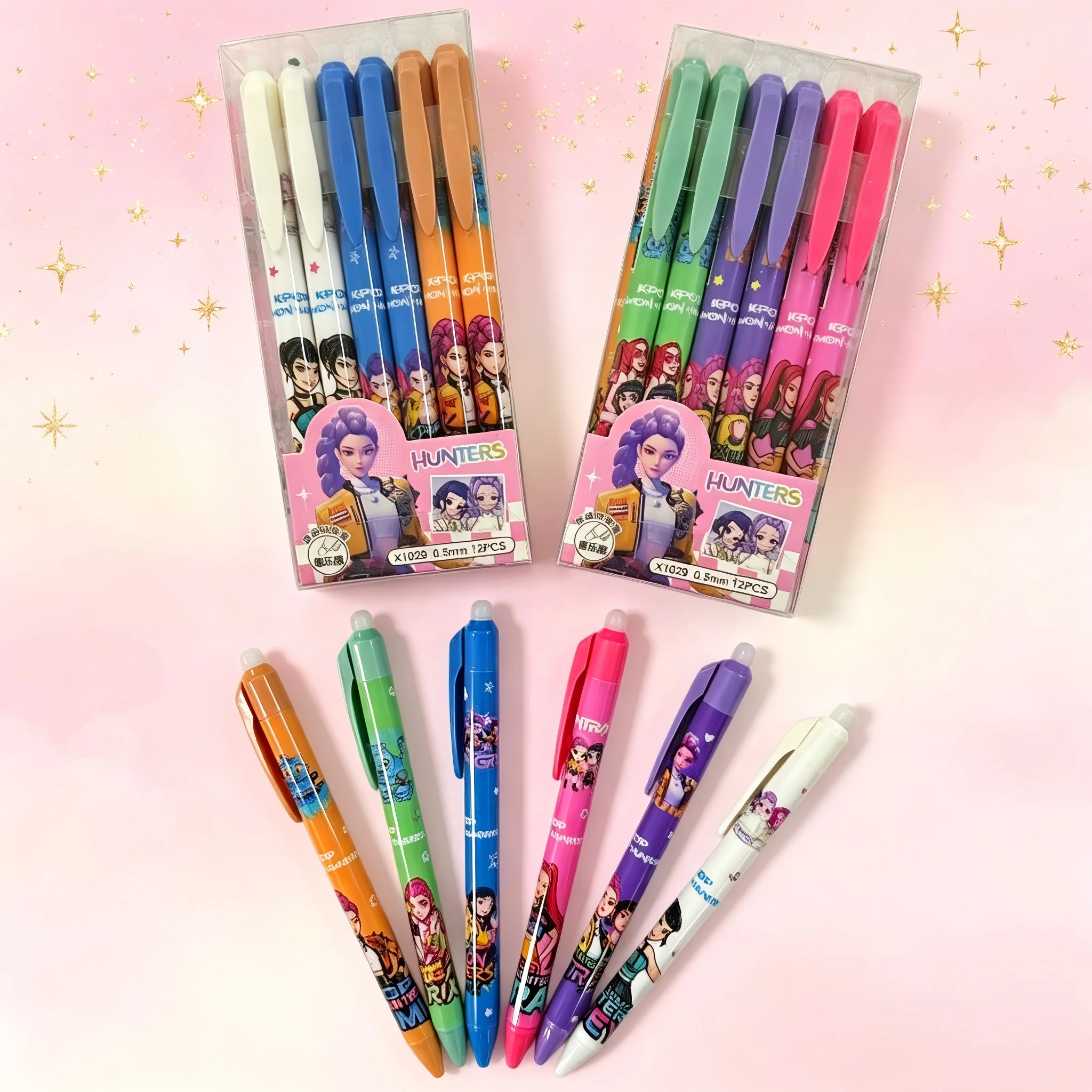 Cartoon Erasable Gel Pens Cute Kpop Girls Retractable Smooth Writing School Office Stationery Supplies Birthday Gift For Kids