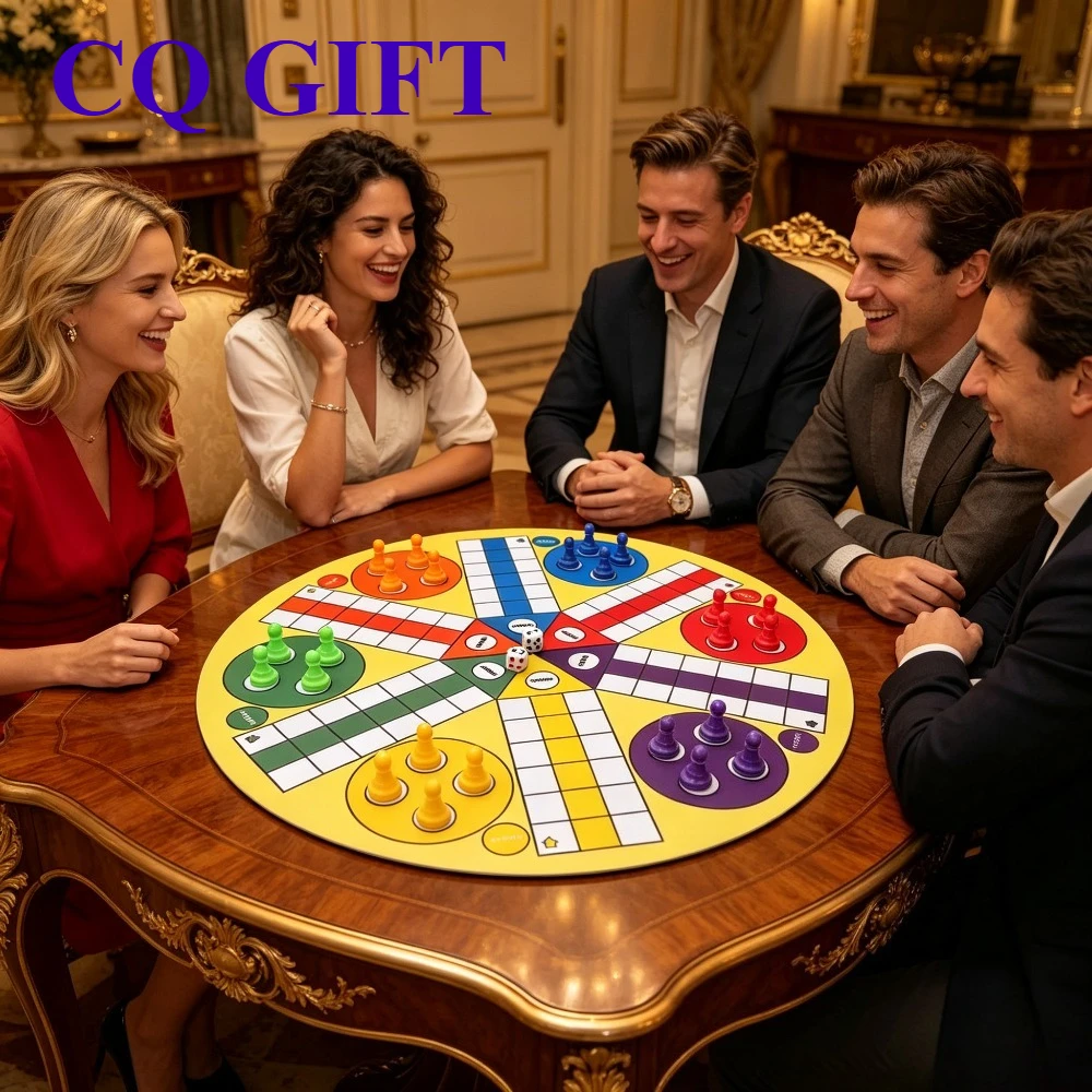 LUDO-Brettspiel, inklusive 1 Brett, 24 Schachfiguren in 6 Farben und 2 Würfelmatten, geeignet für Familienspiele, Partyspiele