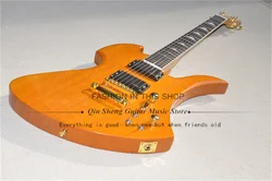 Transparent Yellow Electric Guitar B Guitar Mahogany Body Maple Neck Fixed Bridge Gold Tuners Active Battery