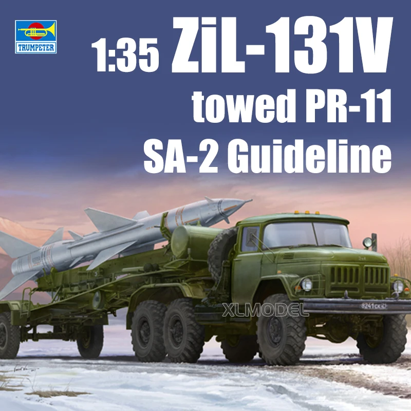 Trumpeter plastic assembly scale model kit TP01033 Russian ZiL-131V towed PR-11 SA-2 Guideline 1/35