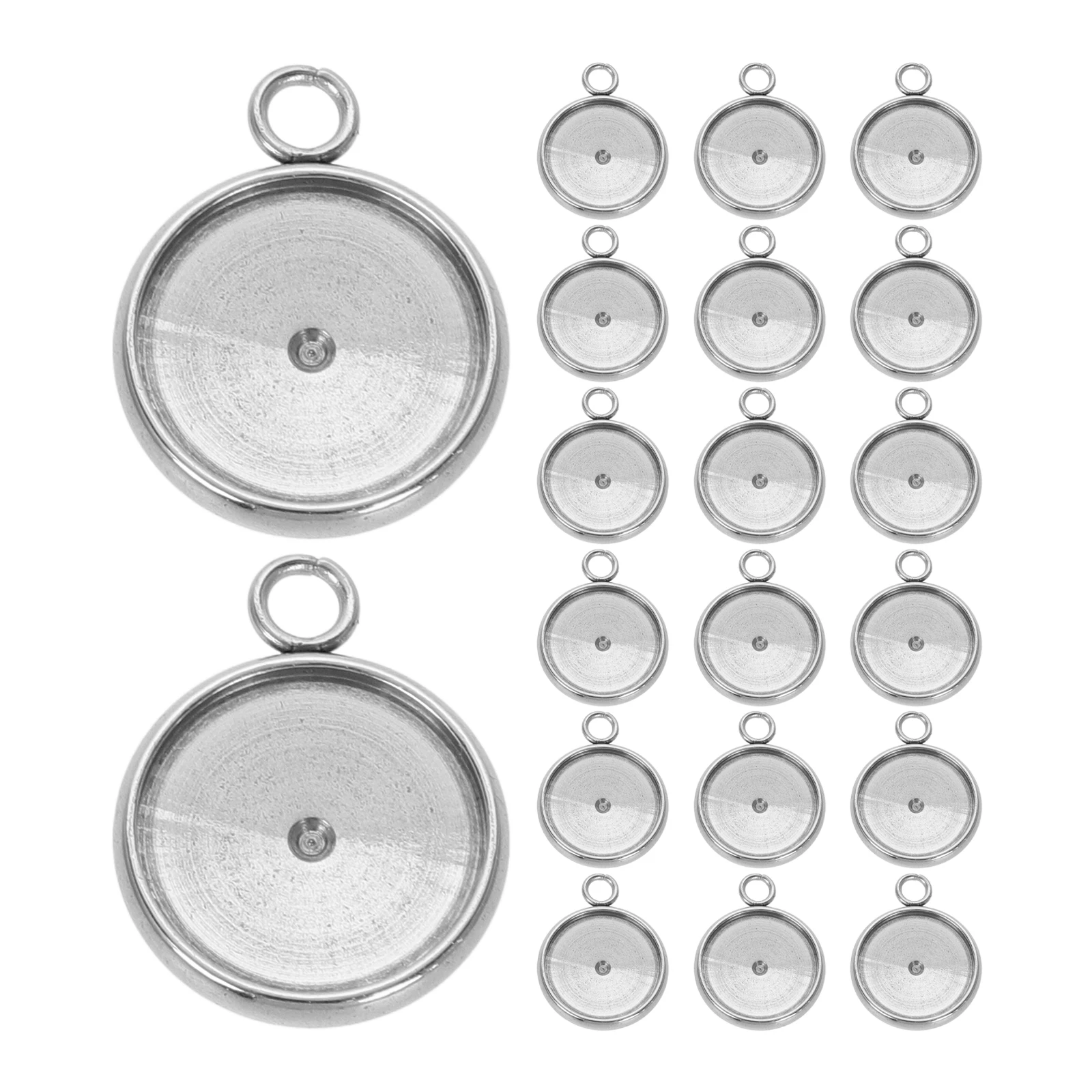 

20 Pcs Gem Pot Pendant Bezel Trays Jewelry Vintage Blanks Charm Stainless Steel
