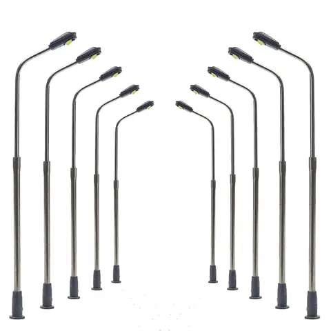 Evemodel 10pcs Model Railway Metal Street Light Lamps Z N TT HO Scale LED 3V Free Resistor Single Head