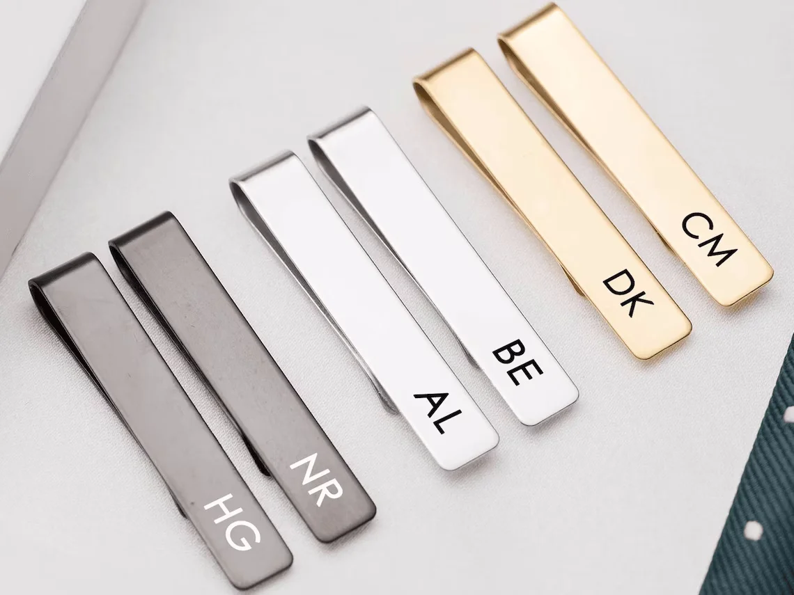 Custom Name Initials Tie Clip Men's Personalize Stainless Steel Letters Tie Clip Wedding Jewelry for Groom