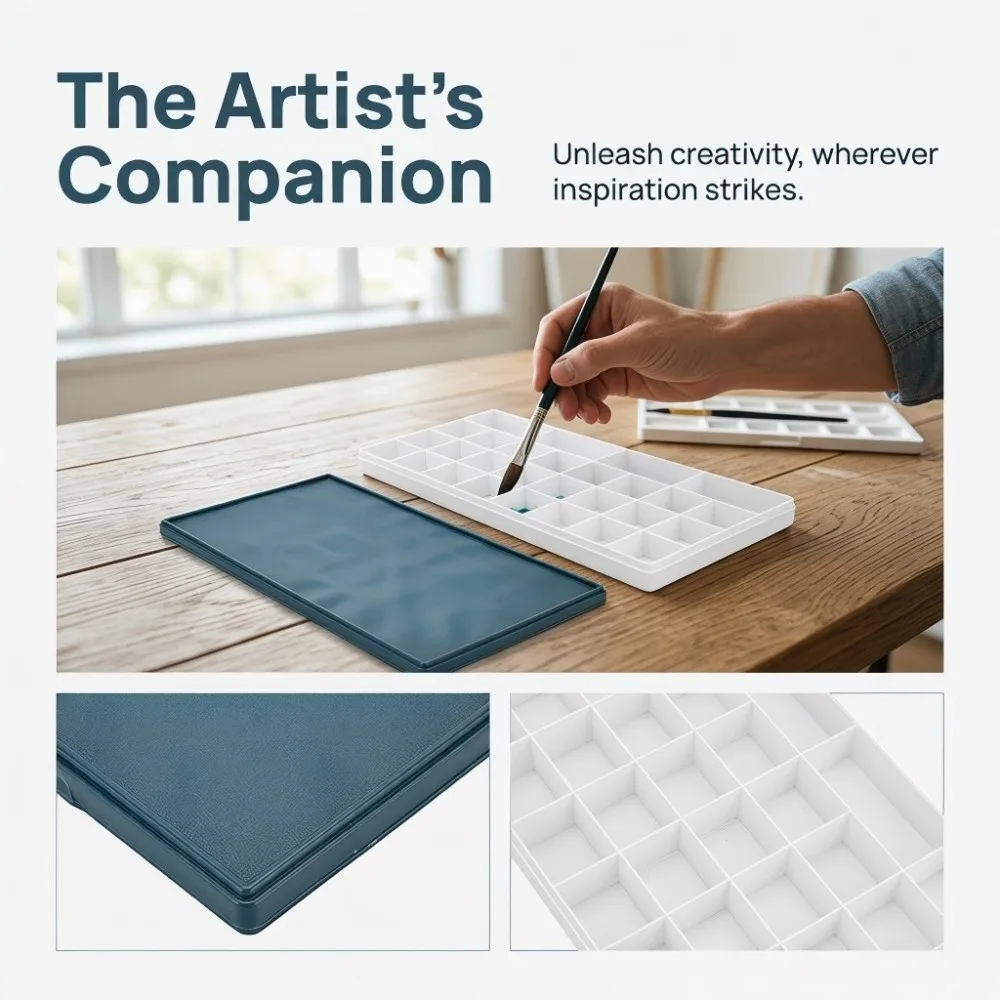 

36 Grid Rubber Lid Color Modulation Box Soft Cover Sealed Edge Palette Box Portable Leakproof Pigment Modulation Box