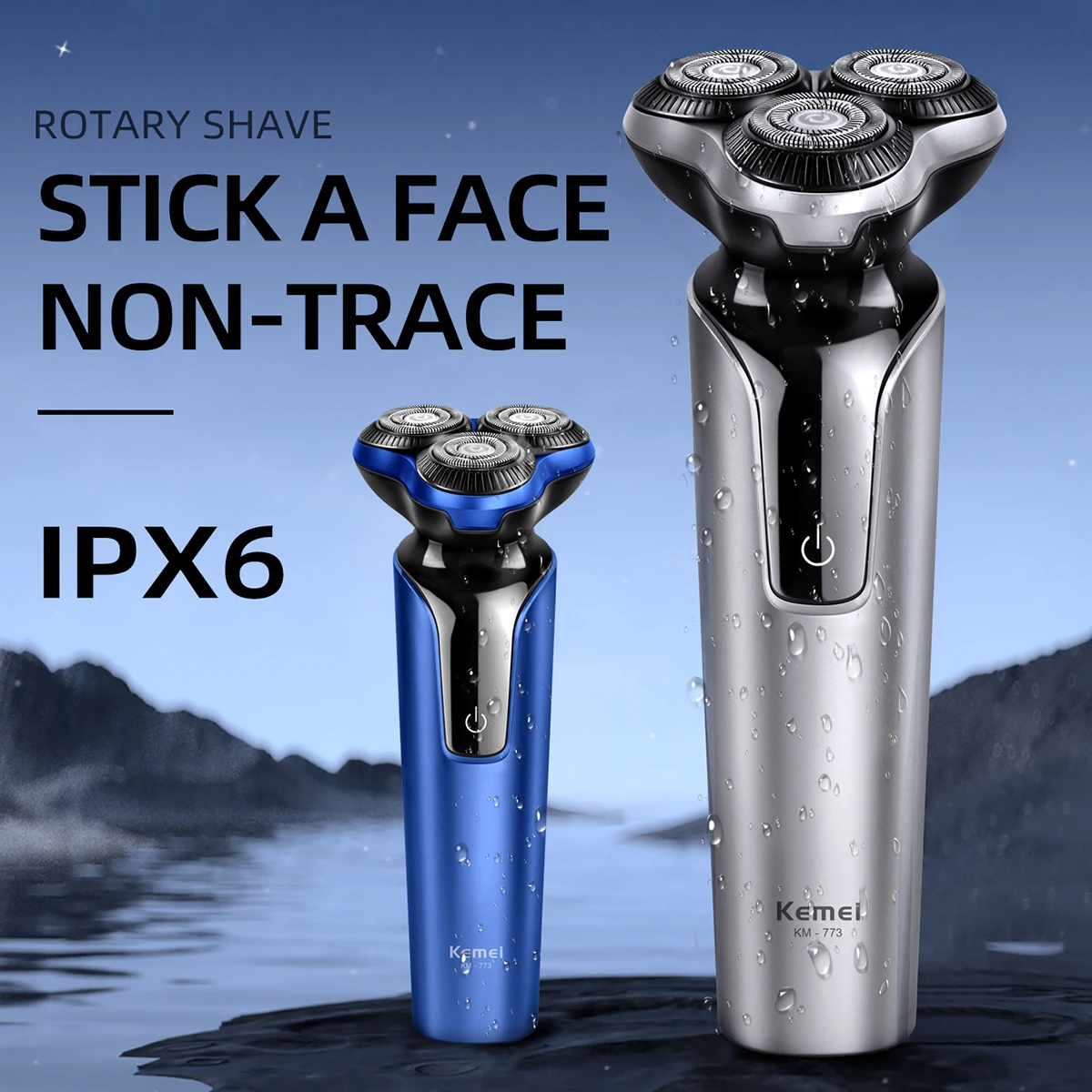 

Kemei KM-773 Beard Shavers For Men Electric Razor Cordless USB Rechargeable Triple Blades Shaver Electric Shaver Waterproof