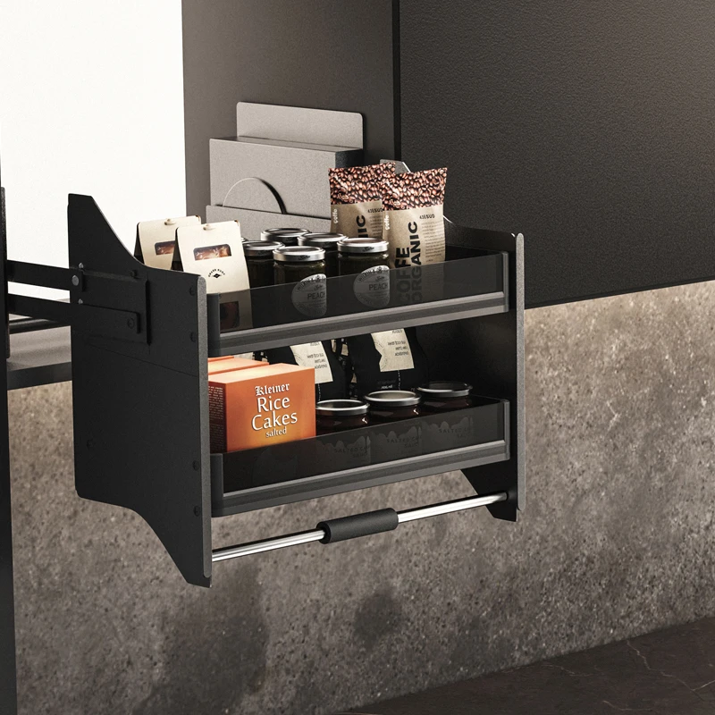 Pull Down Shelf Kitchen Cabinet Pantry Organizer Storage Modular Double Drop-down Hydraulic Elevator Lift Kitchen Basket