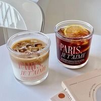 400ml Transparent Glass Coffee Cup Summer Cold Extraction Latte Mug Water Cup Coffee Milk Drink Mug Household Office Drinkware