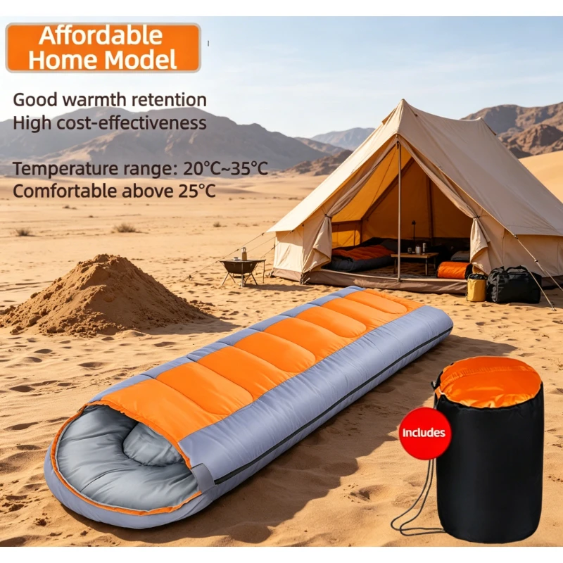 

Portable Thickened Single/Double Travel Sleeping Bag for Outdoor Camping with Eye Mask Earplugs & Pillow